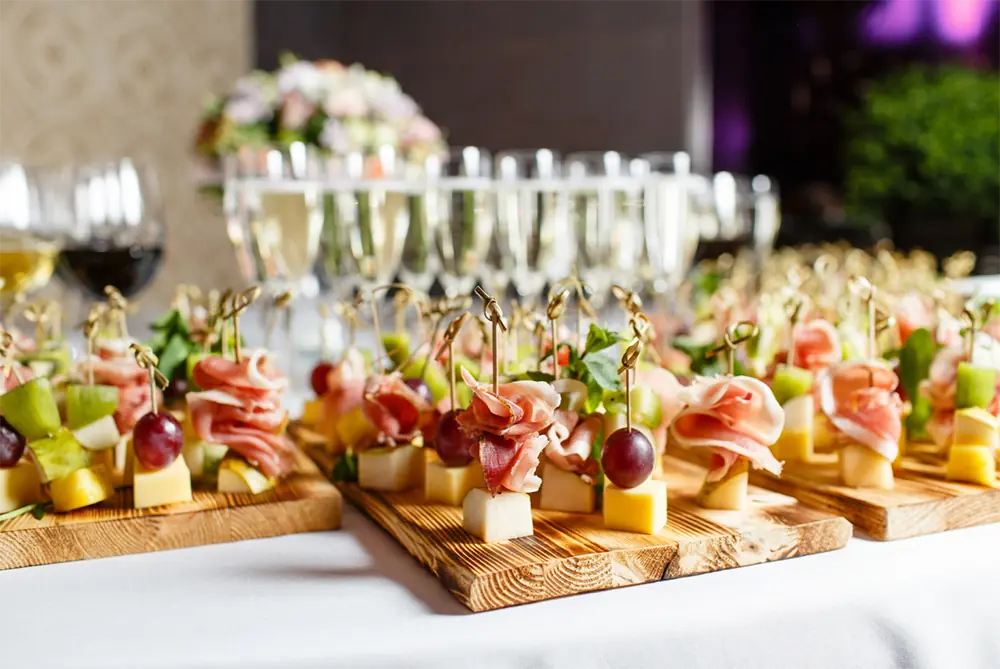 Canapés and champagne at a catered reception at Pinnacle Hotel Harbourfront