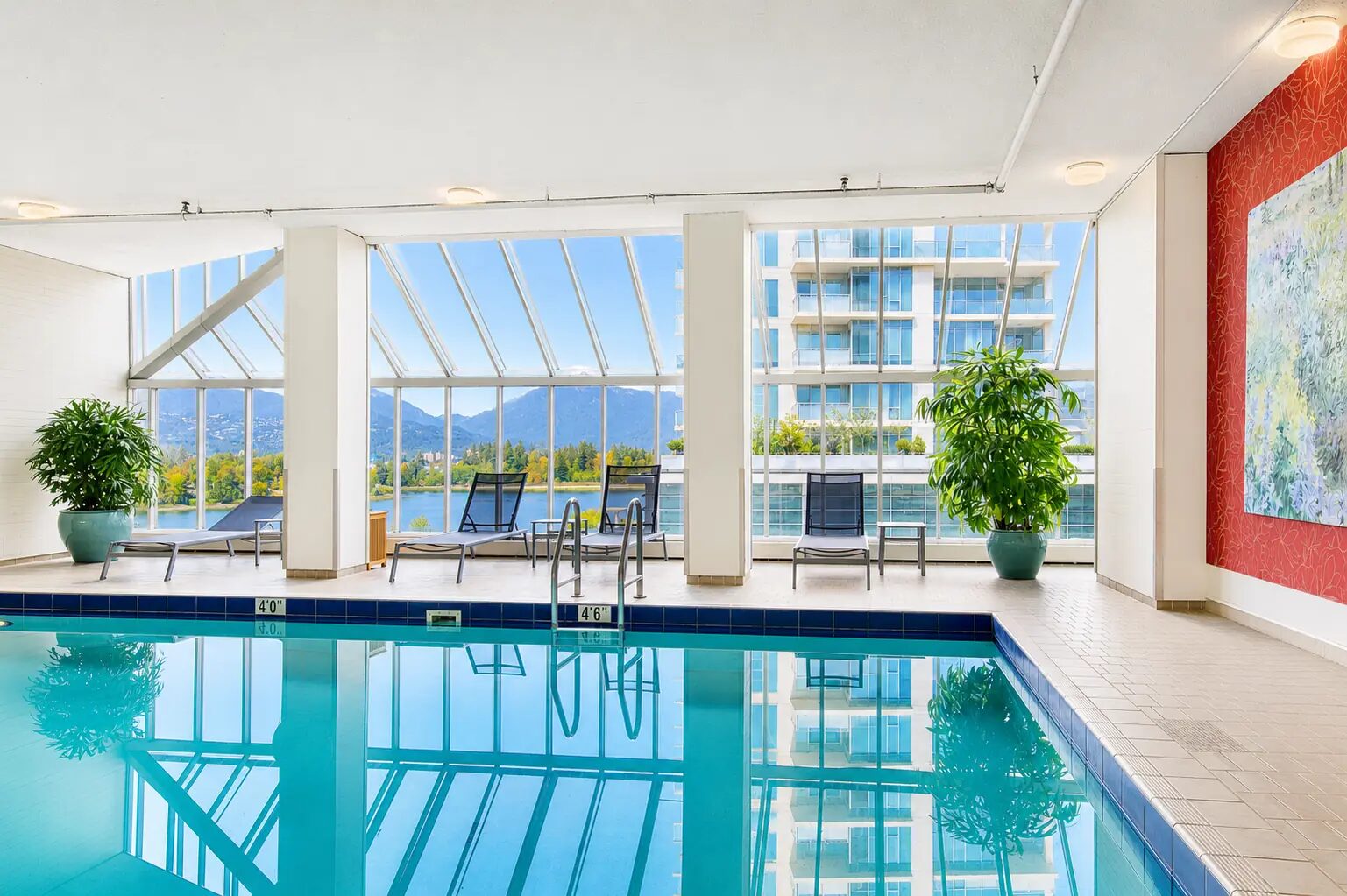 Indoor heated pool and hot tub at Pinnacle Hotel Harbourfront in downtown Vancouver